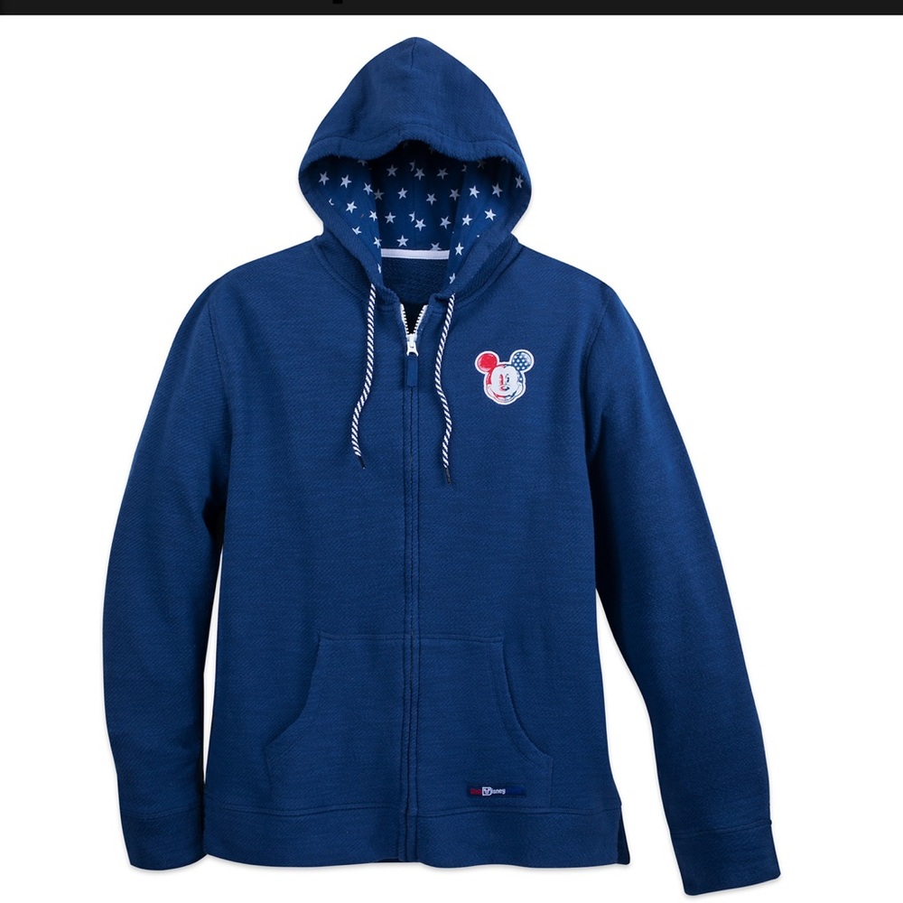 Walt Disney World Men’s Americana Mickey Mouse Full Zip Hoodie -Size Large